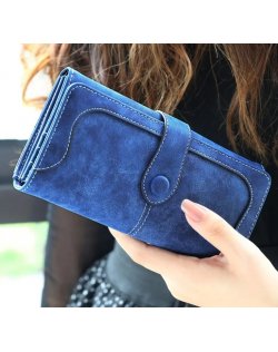 WW151 - Vintage Frosted Faux Suede Long Wallet